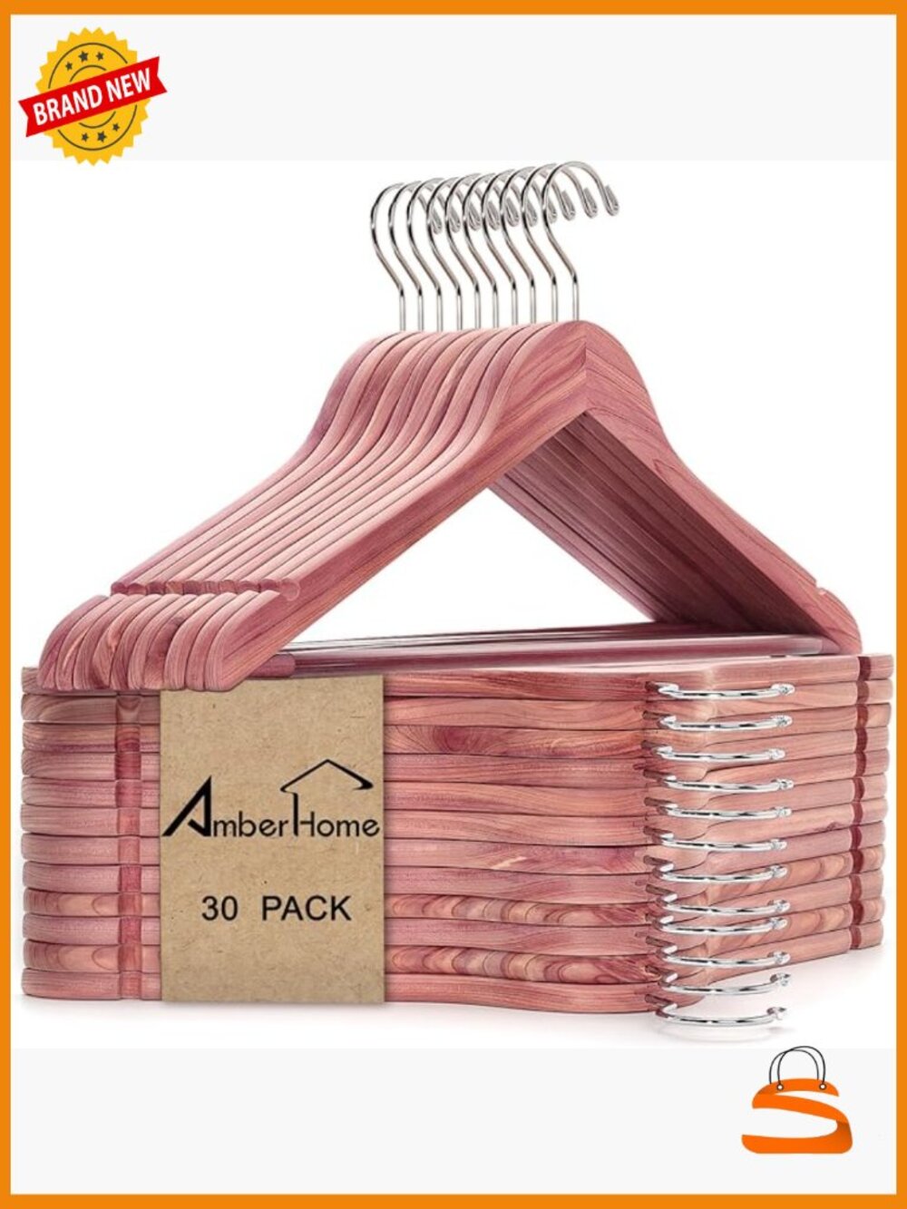 30 Pack Cedar Wood Suit Hangers with Non-Slip Pant Bar